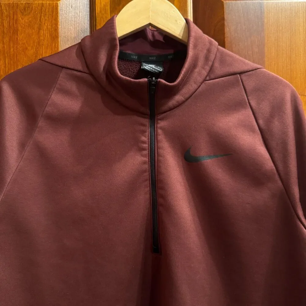 Nike Dri-FIT Men's 1/4 Zip Pullover Burgundy Training Sweatshirt Large